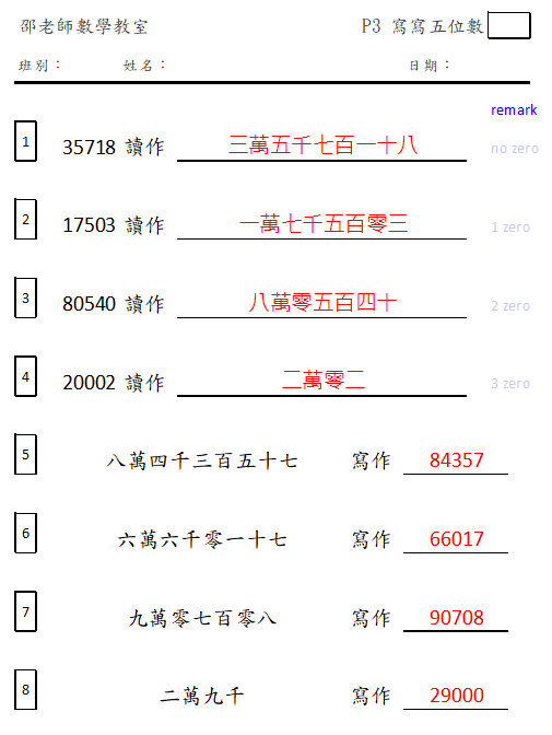 寫寫五位數